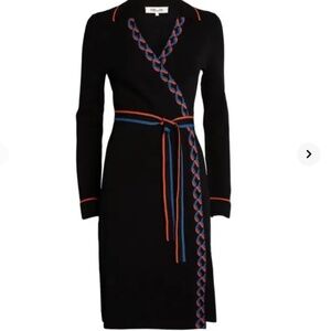 🖤 Diane von Furstenberg DVF Charissa Wrap Dress in Black – Size M